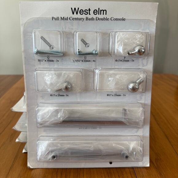 West Elm Mid Century Bath Chrome Knobs Pulls 5 Piece Set NWT - Picture 9 of 9